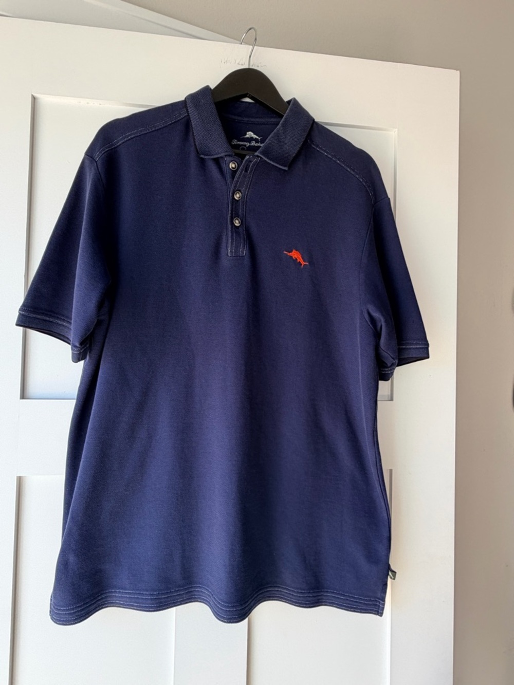 Tommy Bahama Blue Polo Shirt with Subtle Dark Trim - Picture 5 of 7
